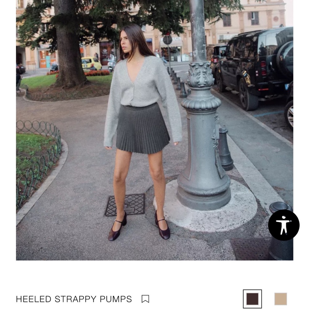 Zara Burgundy Leather Strappy Pumps - Picture 2 of 4